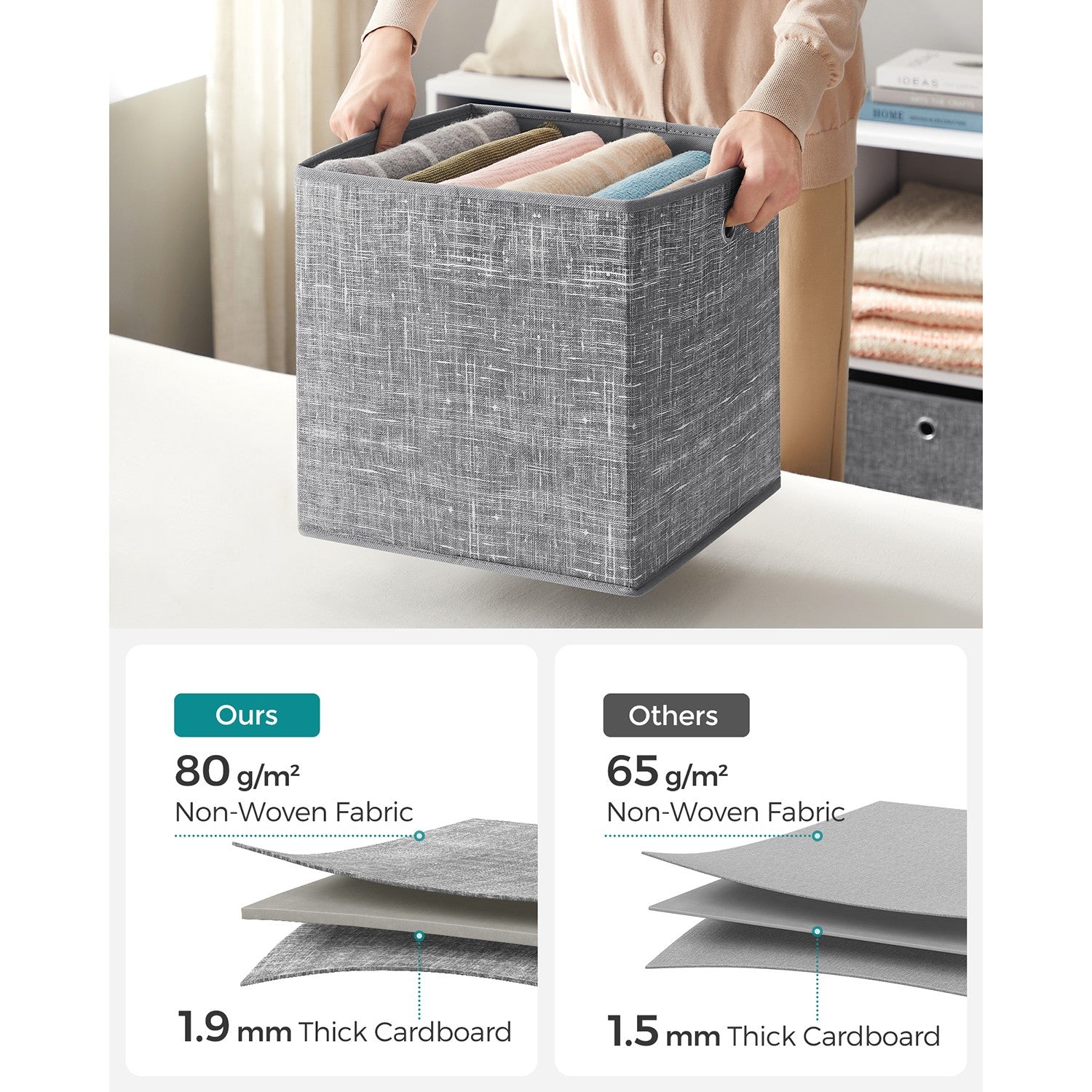 Set of 6 Grey Foldable Storage Organizer Cubes - image 43