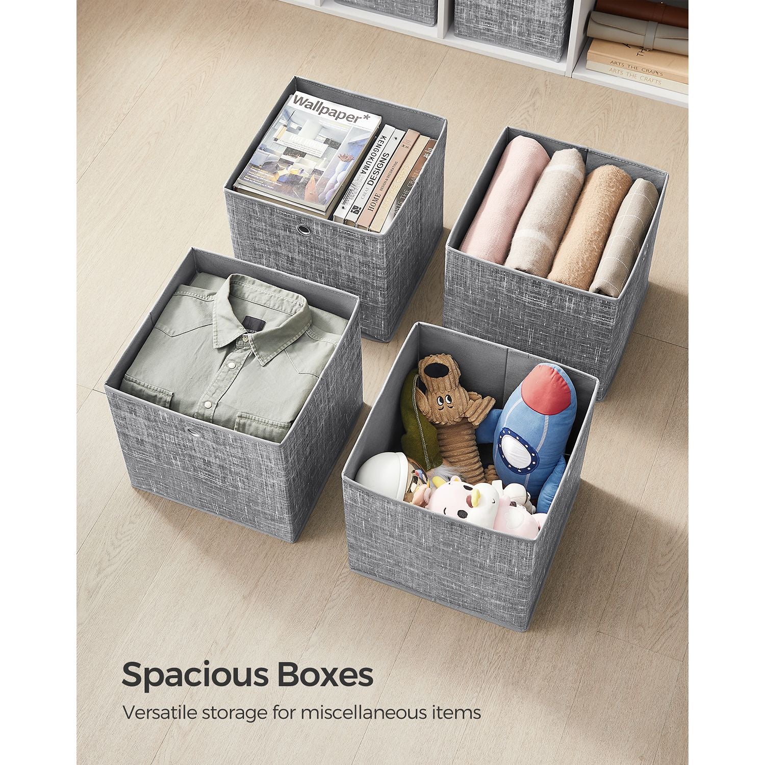 Set of 6 Grey Foldable Storage Organizer Cubes - image 45