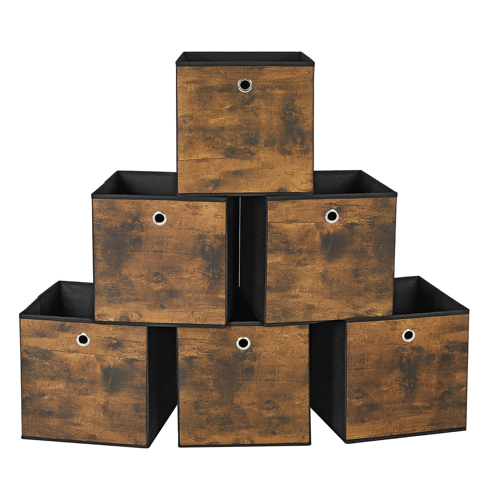 Set of 6 Brown & Black Folding Storage Box - image 1