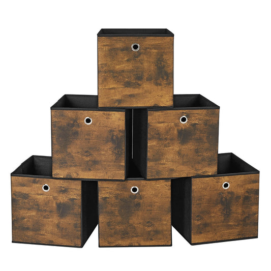 Set of 6 Brown & Black Folding Storage Box - image 1