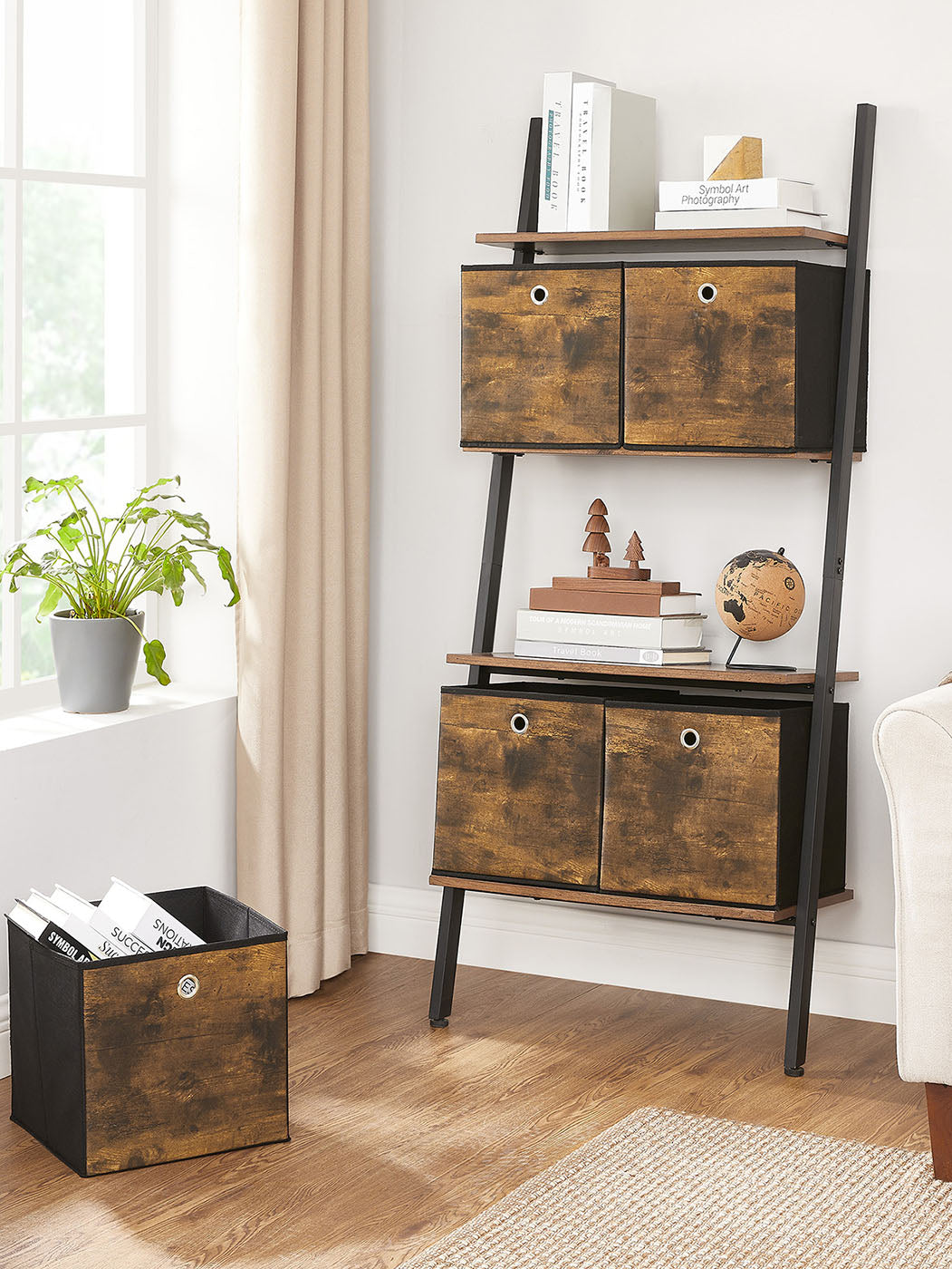 Set of 6 Brown & Black Folding Storage Box - image 3