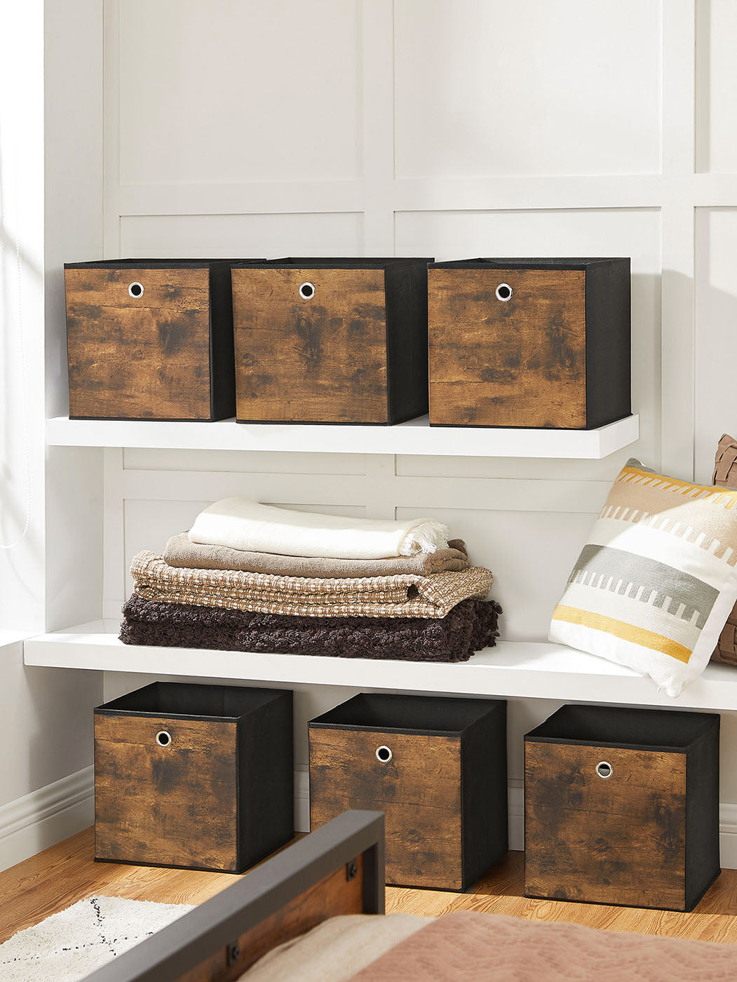Set of 6 Brown & Black Folding Storage Box - image 4