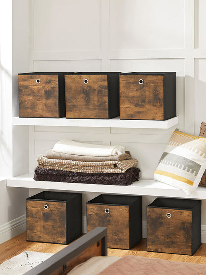 Set of 6 Brown & Black Folding Storage Box - image 4