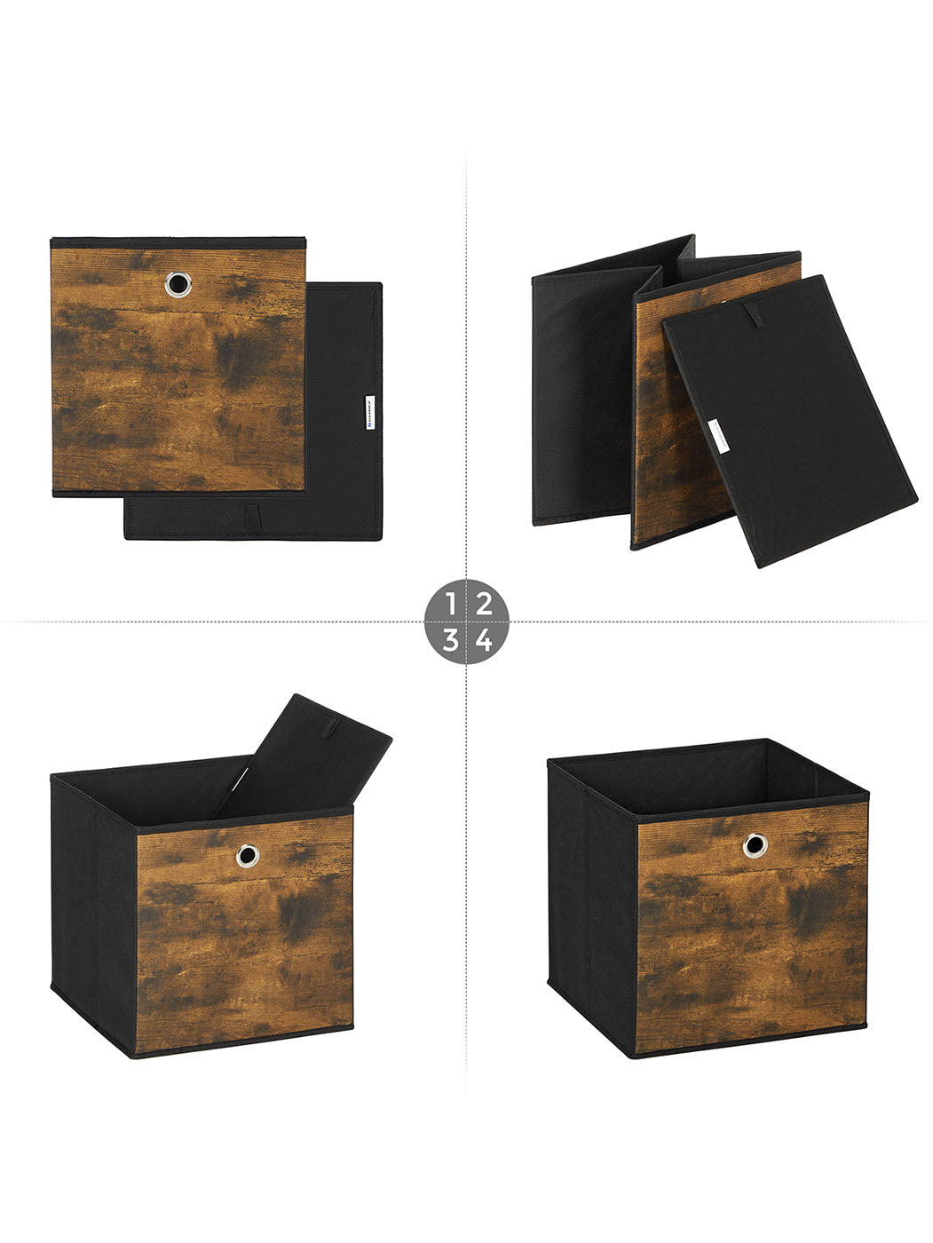 Set of 6 Brown & Black Folding Storage Box - image 6
