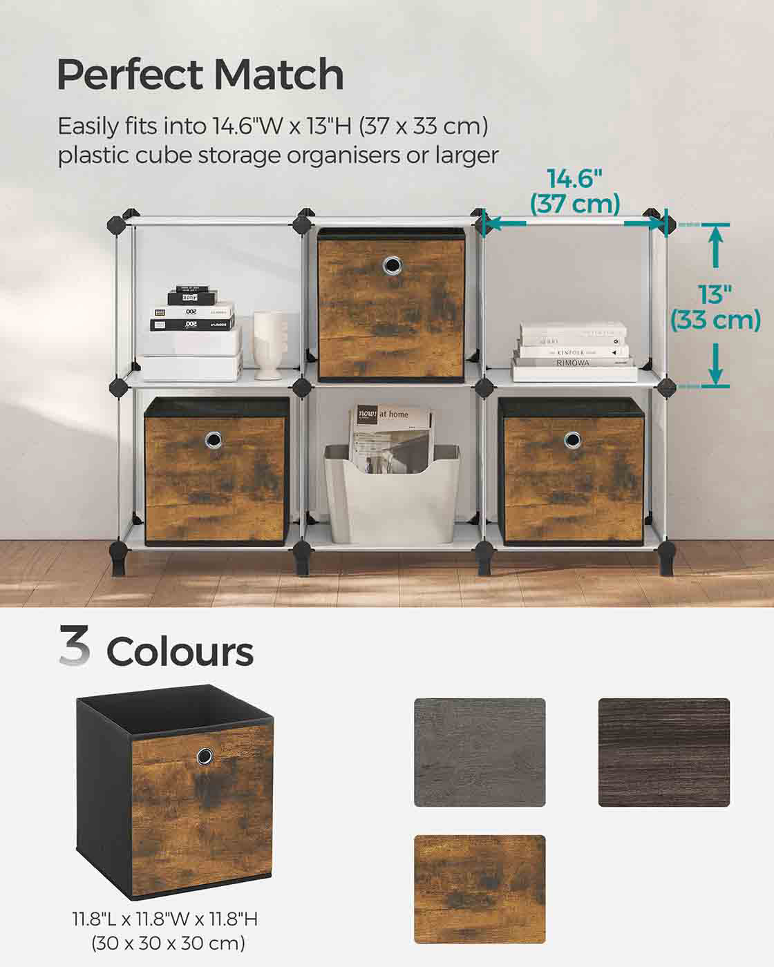 Set of 6 Brown & Black Folding Storage Box - image 8