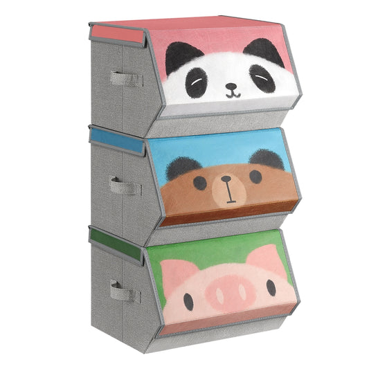 Set of 3 Stackable Kids Storage Organisers with Handles - image 1