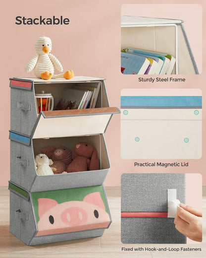 Set of 3 Stackable Kids Storage Organisers with Handles - image 4