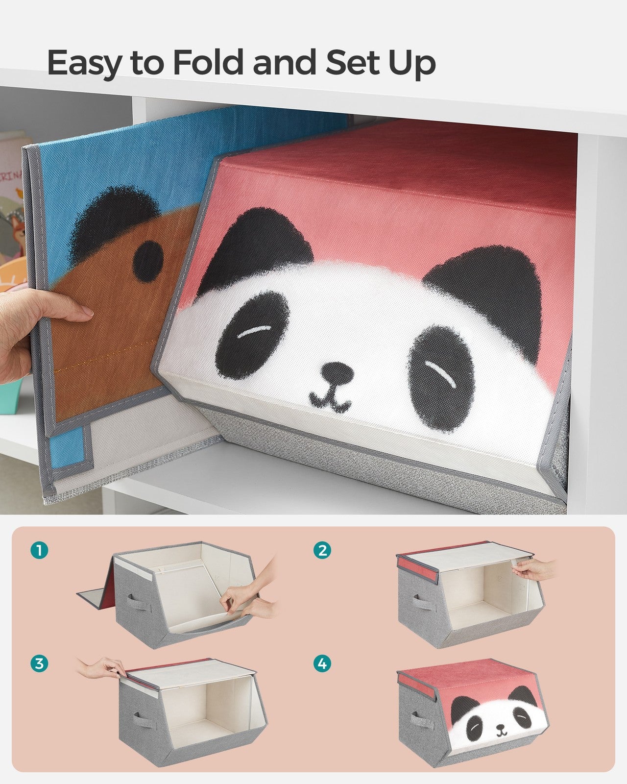 Set of 3 Stackable Kids Storage Organisers with Handles - image 6