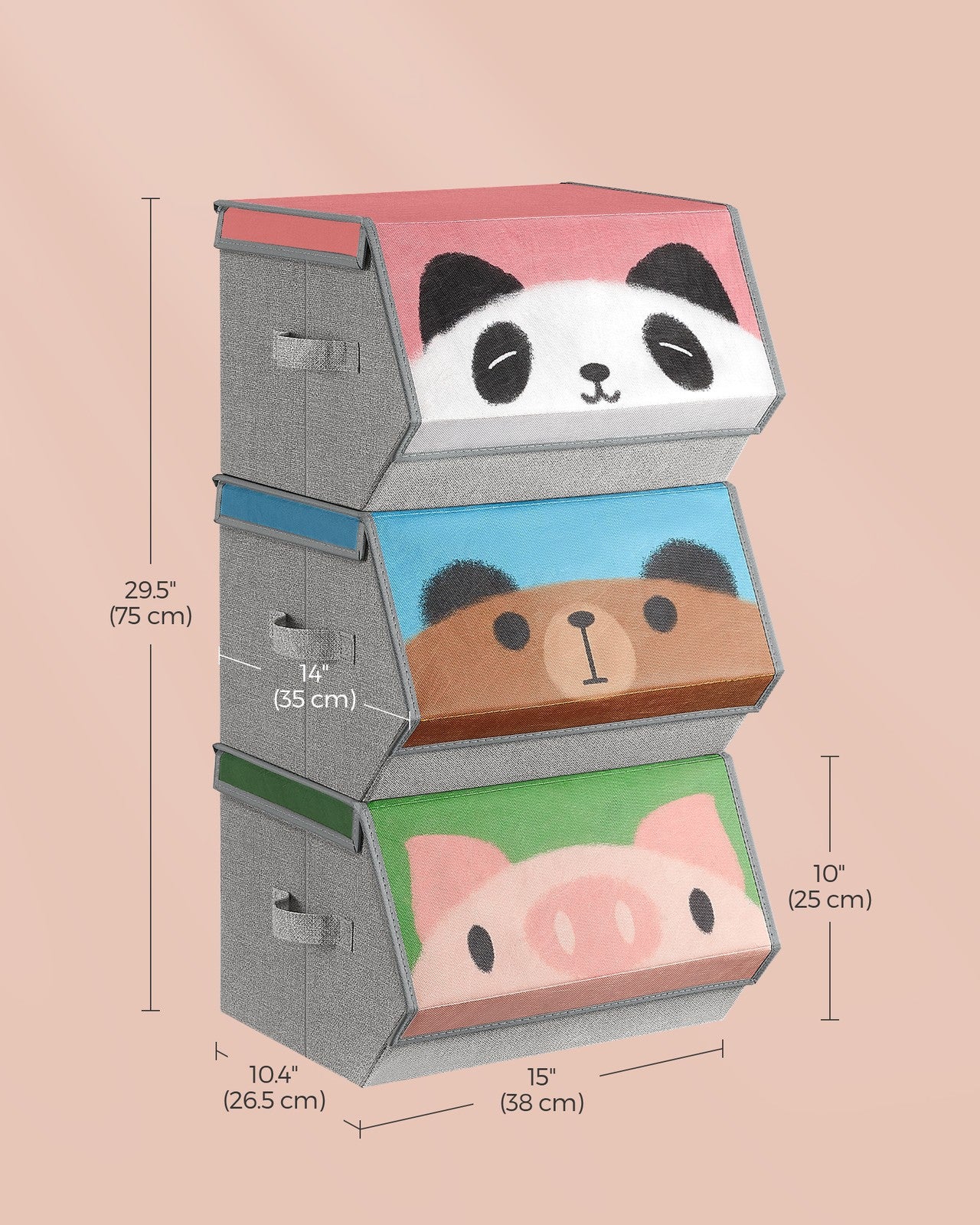 Set of 3 Stackable Kids Storage Organisers with Handles - image 7