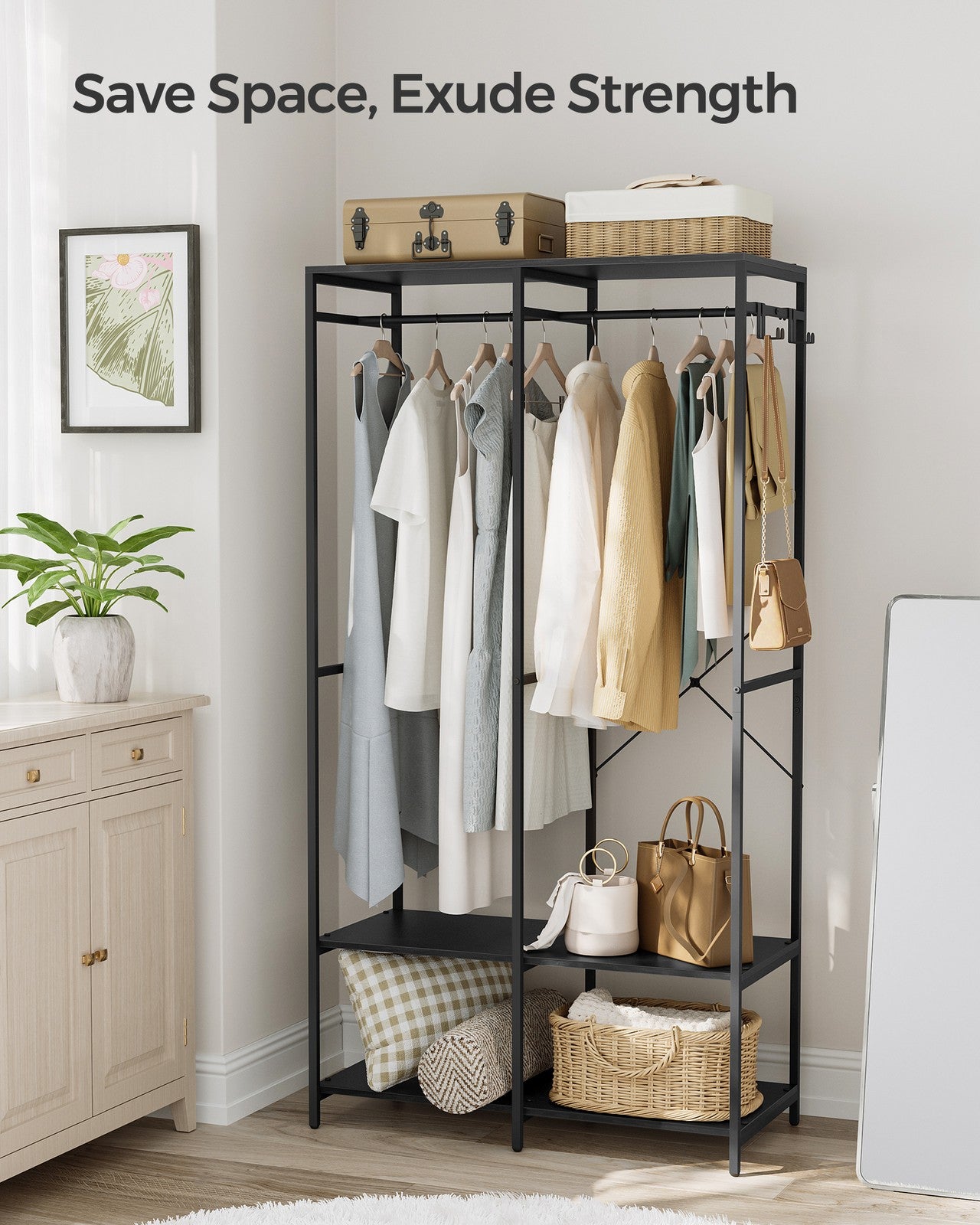 Portable Clothes Wardrobe Ebony Black - image 3
