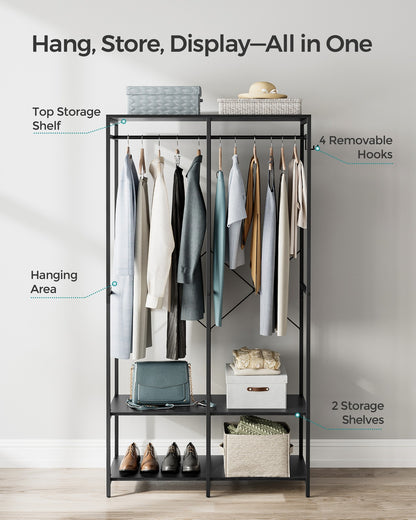 Portable Clothes Wardrobe Ebony Black - image 4