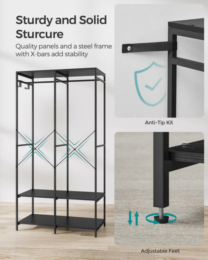 Portable Clothes Wardrobe Ebony Black - image 5