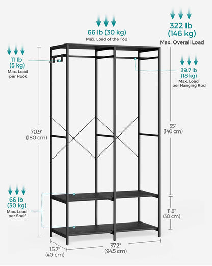 Portable Clothes Wardrobe Ebony Black - image 6