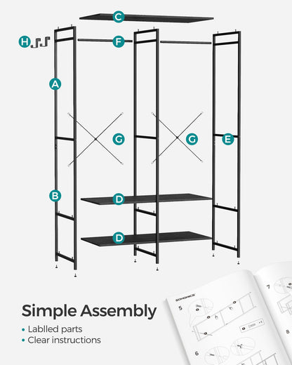 Portable Clothes Wardrobe Ebony Black - image 7