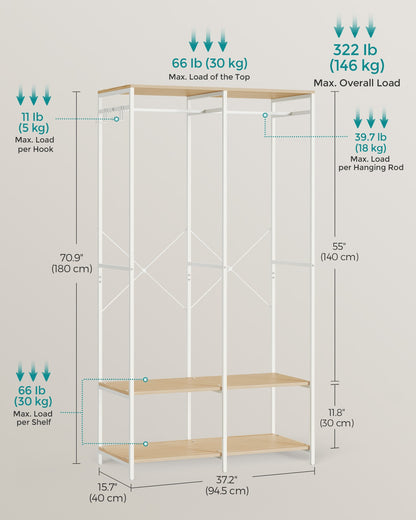 Portable Clothes Wardrobe Natural Beige - image 6