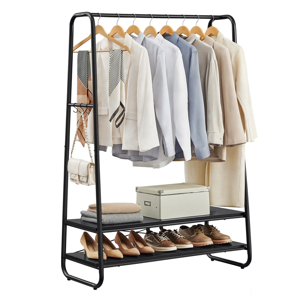 Clothes Rail with 2 Shelves Oak Beige and Cream White - image 8