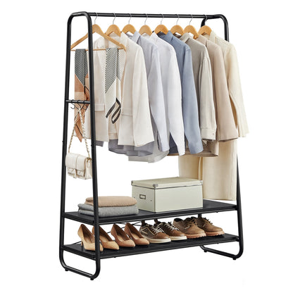 Clothes Rail with 2 Shelves Oak Beige and Cream White - image 8
