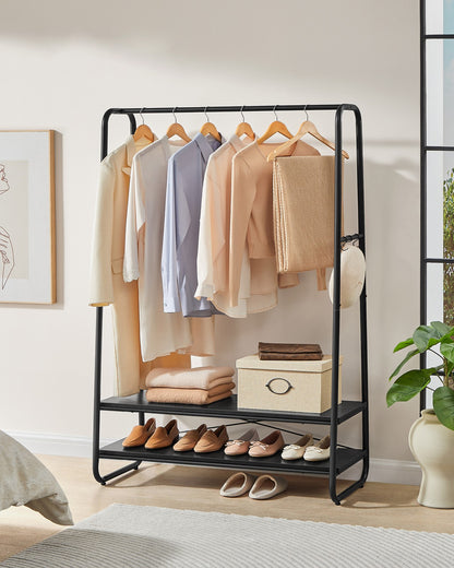 Clothes Rail with 2 Shelves Oak Beige and Cream White - image 9
