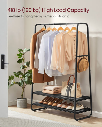 Clothes Rail with 2 Shelves Oak Beige and Cream White - image 10
