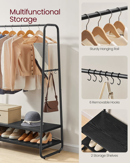 Clothes Rail with 2 Shelves Oak Beige and Cream White - image 12