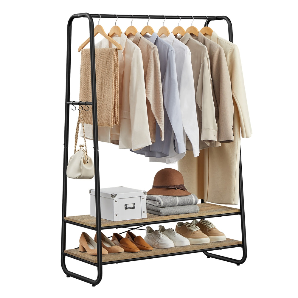 Clothes Rail with 2 Shelves Oak Beige and Cream White - image 14