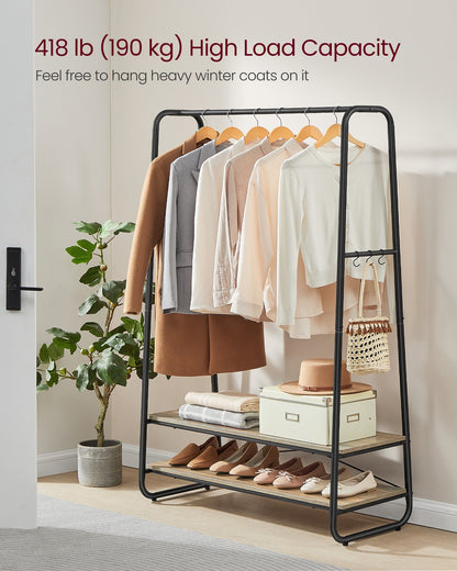 Clothes Rail with 2 Shelves Oak Beige and Cream White - image 16