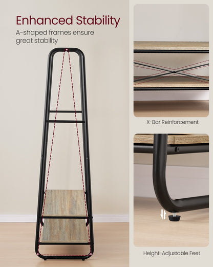 Clothes Rail with 2 Shelves Oak Beige and Cream White - image 17