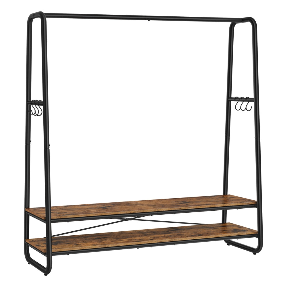 Clothes Rail with 2 Shelves Oak Beige and Cream White - image 20