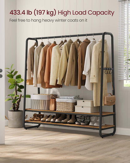 Clothes Rail with 2 Shelves Oak Beige and Cream White - image 22