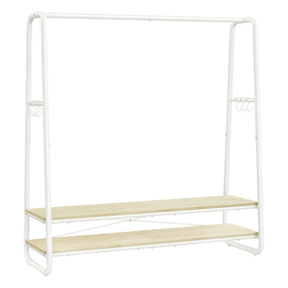 Clothes Rail with 2 Shelves Oak Beige and Cream White - image 26