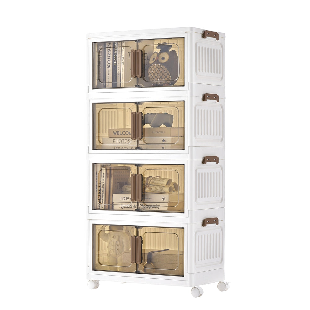 4-Tier 100L Stackable Storage Box with Wheels & Magnetic Doors - image 1