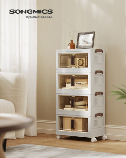 4-Tier 100L Stackable Storage Box with Wheels & Magnetic Doors - image 2