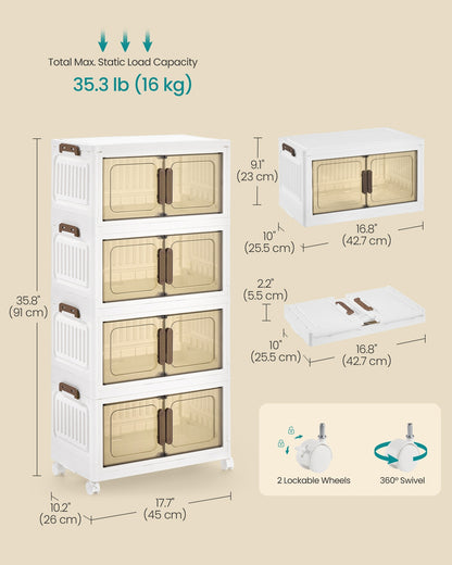 4-Tier 100L Stackable Storage Box with Wheels & Magnetic Doors - image 6