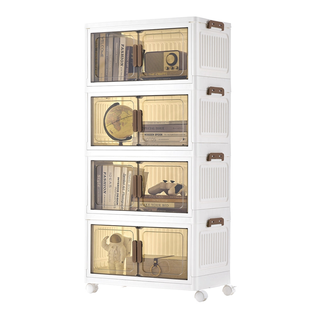 4-Tier 100L Stackable Storage Box with Wheels & Magnetic Doors - image 8