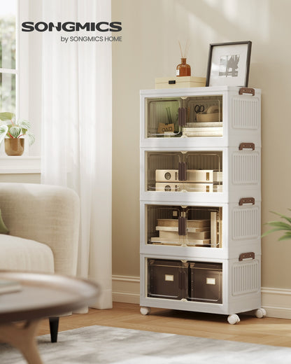4-Tier 100L Stackable Storage Box with Wheels & Magnetic Doors - image 9