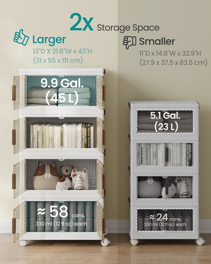 4-Tier 100L Stackable Storage Box with Wheels & Magnetic Doors - image 10
