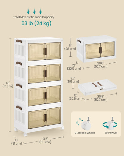 4-Tier 100L Stackable Storage Box with Wheels & Magnetic Doors - image 13