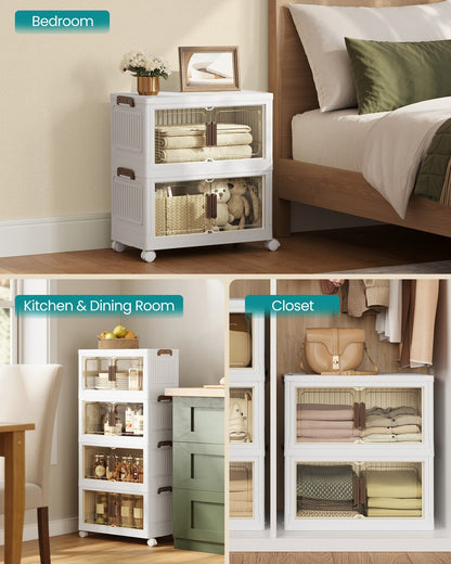 4-Tier 100L Stackable Storage Box with Wheels & Magnetic Doors - image 14