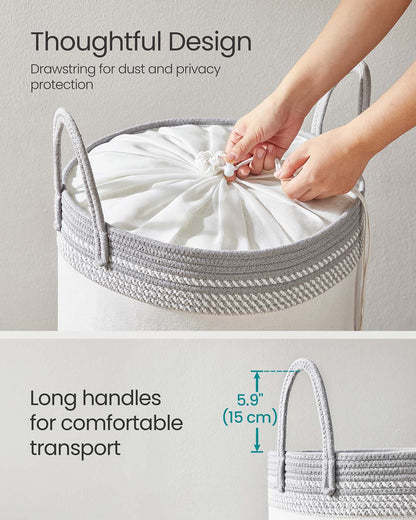 Laundry Hamper 90 L with Lid Handles Drawstring Dove Grey - image 10