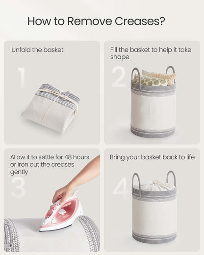Laundry Hamper 90 L with Lid Handles Drawstring Dove Grey - image 12