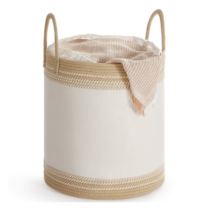 Laundry Hamper 60 L with Lid Handles Drawstring Camel Brown - image 1