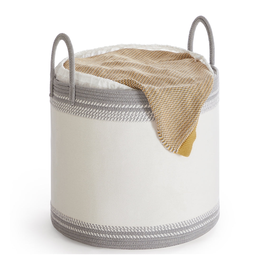 Laundry Hamper 60 L with Lid Handles Drawstring Camel Brown - image 13