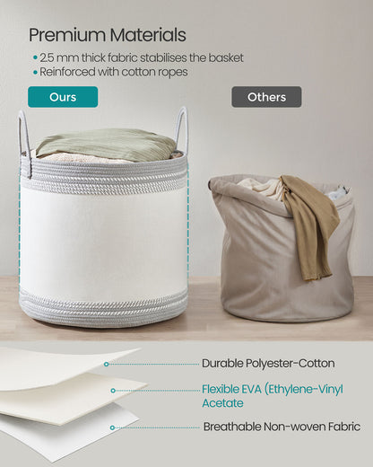 Laundry Hamper 60 L with Lid Handles Drawstring Camel Brown - image 15