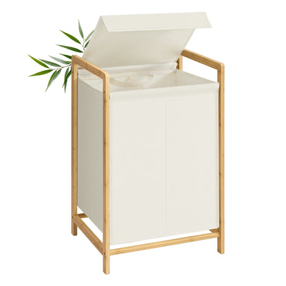 2-Compartment Laundry Basket Dirty Laundry Hamper 100 L,Cream White - image 1