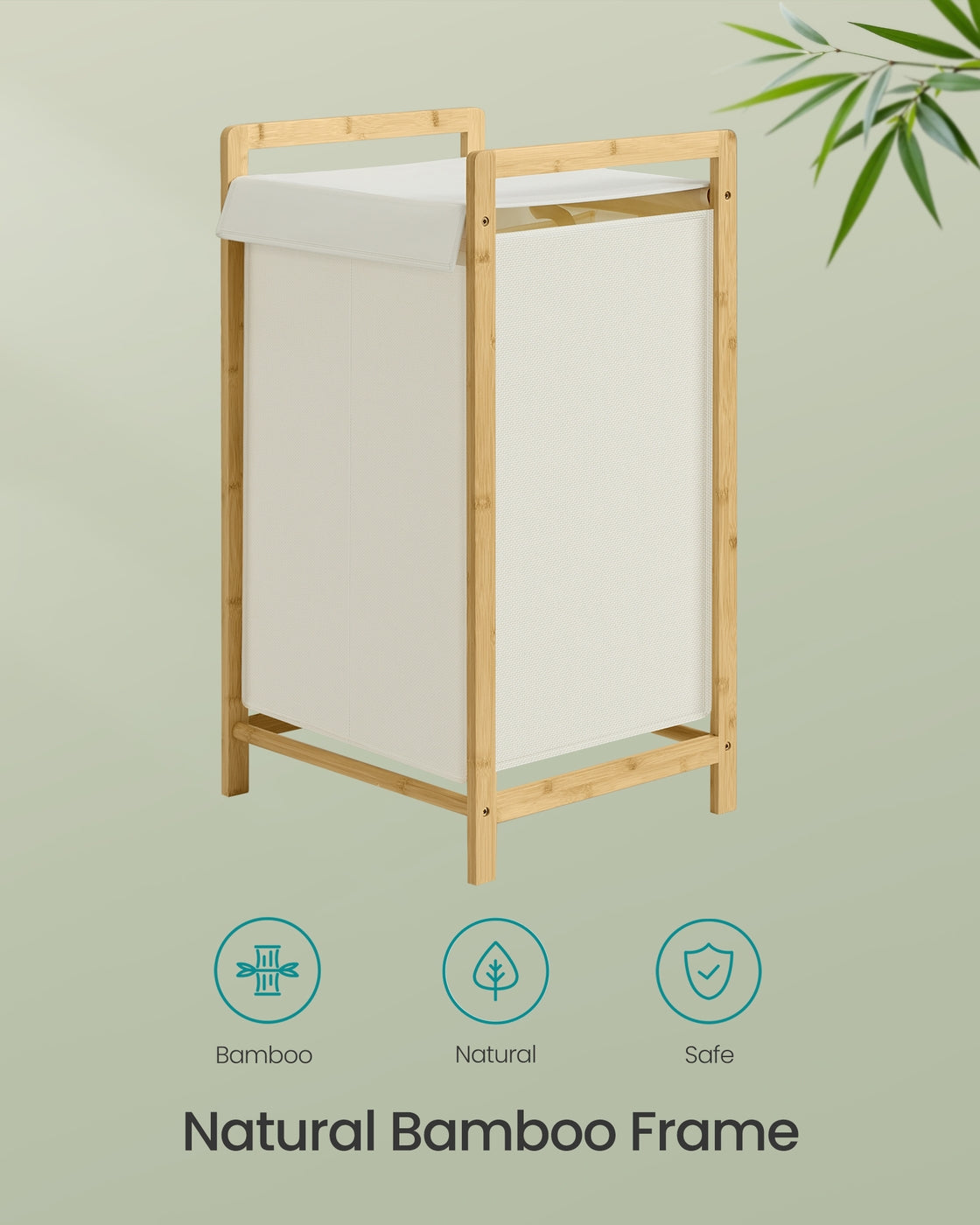 2-Compartment Laundry Basket Dirty Laundry Hamper 100 L,Cream White - image 4