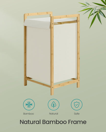 2-Compartment Laundry Basket Dirty Laundry Hamper 100 L,Cream White - image 4