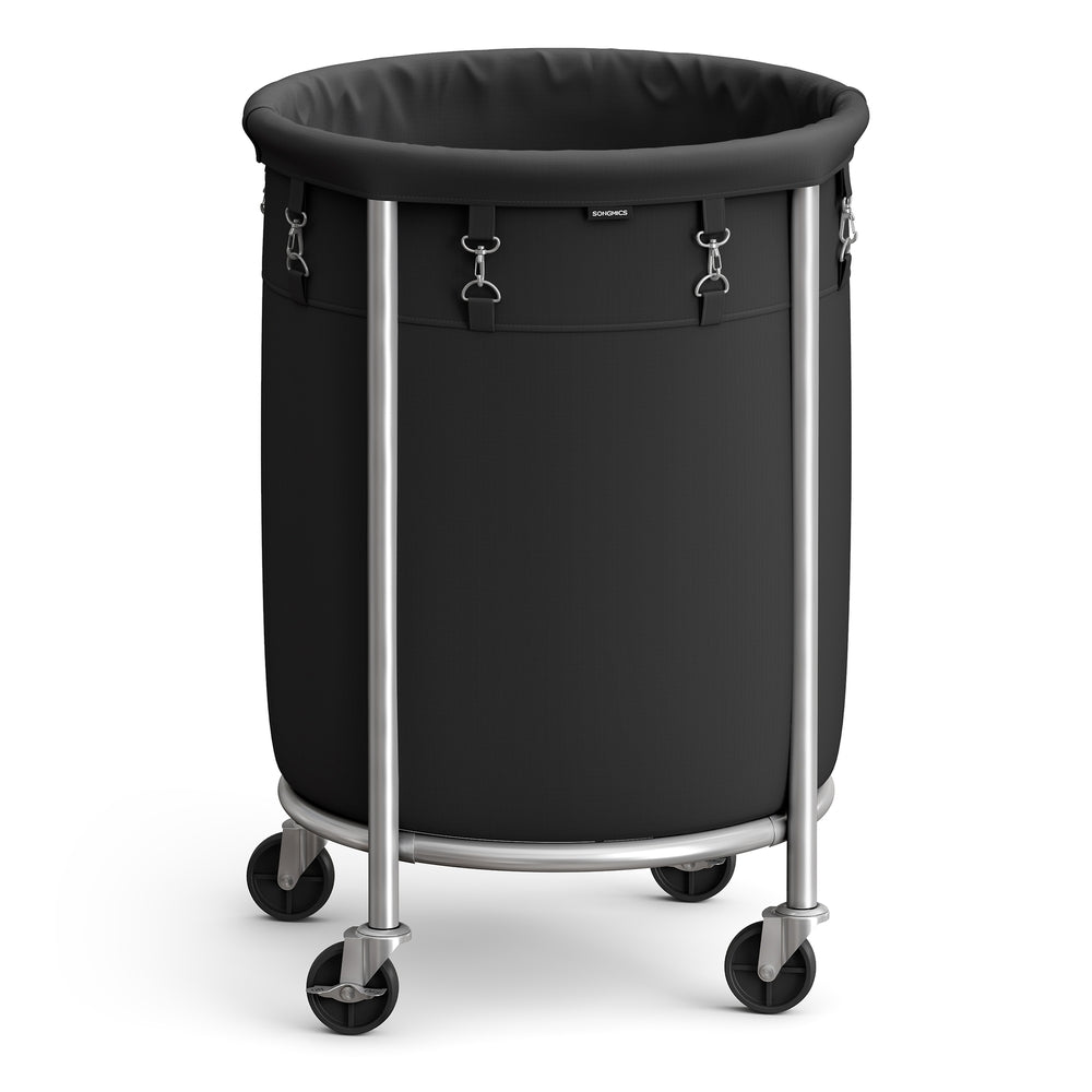 Round Laundry Hamper with Steel Frame and Removable Bag - image 1