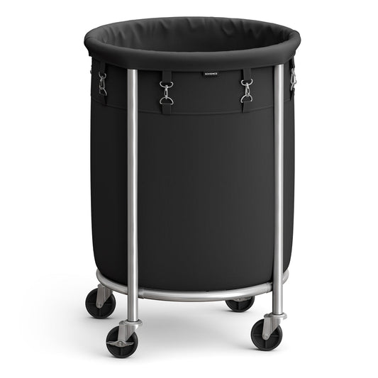 Round Laundry Hamper with Steel Frame and Removable Bag - image 1