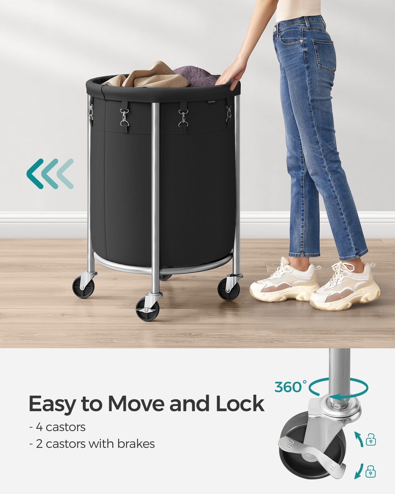 Round Laundry Hamper with Steel Frame and Removable Bag - image 4