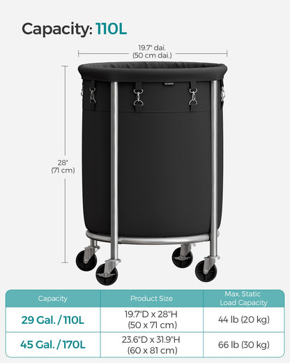 Round Laundry Hamper with Steel Frame and Removable Bag - image 6
